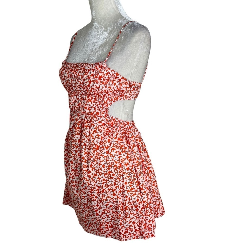 NWT Revolve NIA Open Back Smocked Floral Mini Dress Orange Size S - Picture 6 of 13